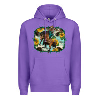 Purple western rodeo horse cowhide sunflowers Premium Hoodie - BarkalooDesign