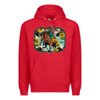 Red western rodeo horse cowhide sunflowers Premium Hoodie - BarkalooDesign
