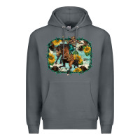Rock western rodeo horse cowhide sunflowers Premium Hoodie - BarkalooDesign