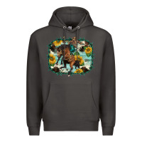 Smoke western rodeo horse cowhide sunflowers Premium Hoodie - BarkalooDesign