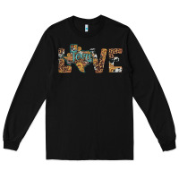 Black love texas map sunflower leopard cowhide Long Sleeve Tee - Artiststas