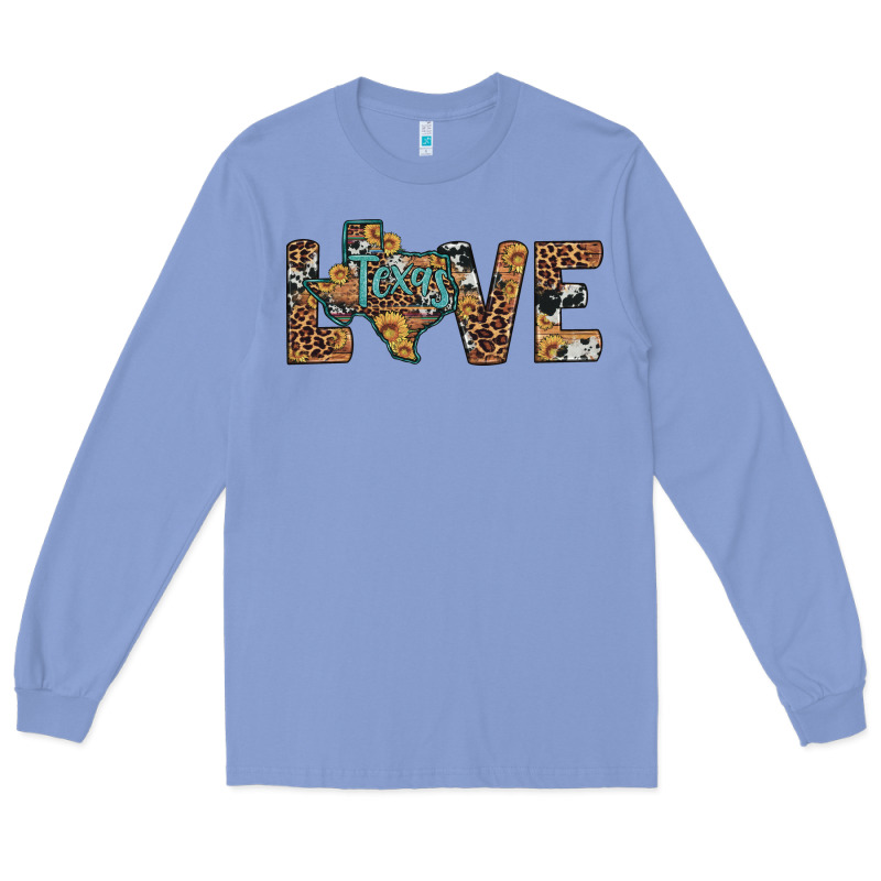 Love Texas Map Sunflower Leopard Cowhide Long Sleeve Tee by Artiststas | Teevron