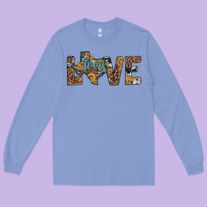 Love Texas Map Sunflower Leopard Cowhide Long Sleeve Tee Designed By Artiststas