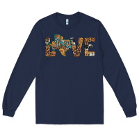 Navy love texas map sunflower leopard cowhide Long Sleeve Tee - Artiststas