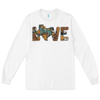 White love texas map sunflower leopard cowhide Long Sleeve Tee - Artiststas