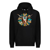 Black texas longhorn sunflower background Premium Hoodie - RanaPortraitStore