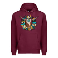 Burgundy texas longhorn sunflower background Premium Hoodie - RanaPortraitStore
