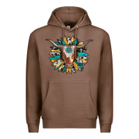 Chestnut texas longhorn sunflower background Premium Hoodie - RanaPortraitStore