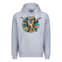 Heather Grey texas longhorn sunflower background Premium Hoodie - RanaPortraitStore