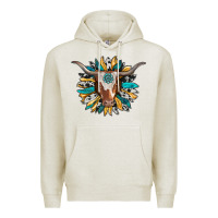 Oatmeal Heather texas longhorn sunflower background Premium Hoodie - RanaPortraitStore