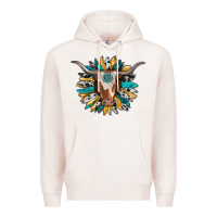 Pale Pink texas longhorn sunflower background Premium Hoodie - RanaPortraitStore