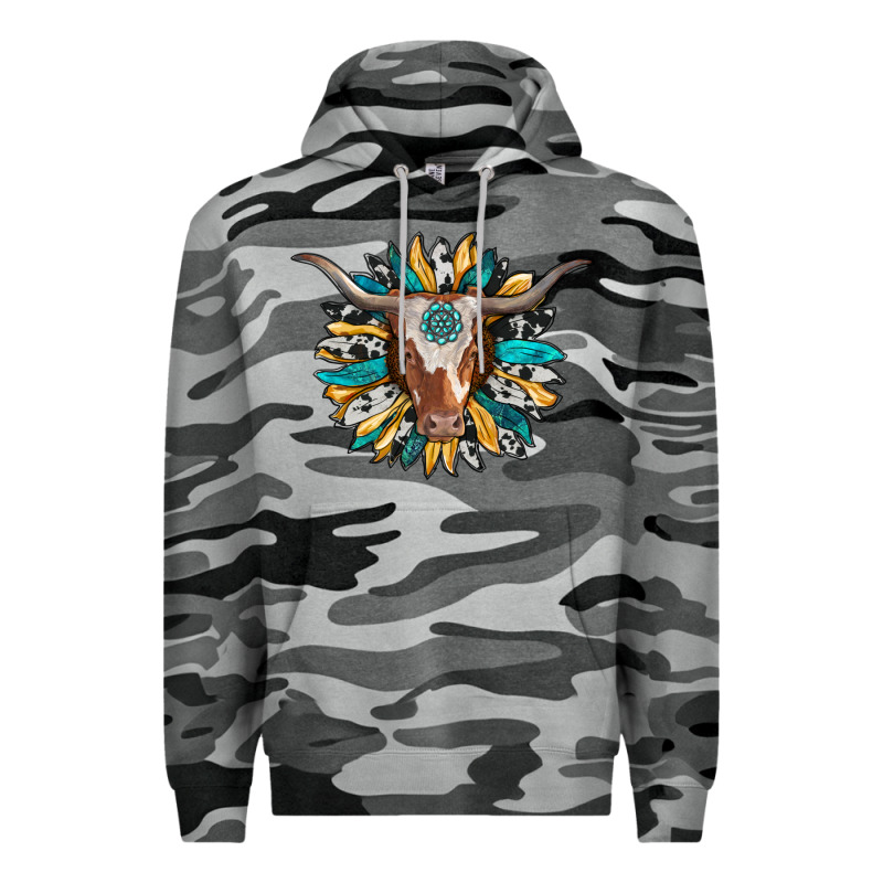 Texas Longhorn Sunflower Background Premium Hoodie by RanaPortraitStore | Teevron
