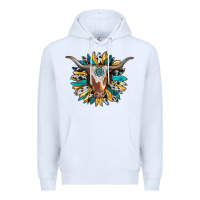 White texas longhorn sunflower background Premium Hoodie - RanaPortraitStore