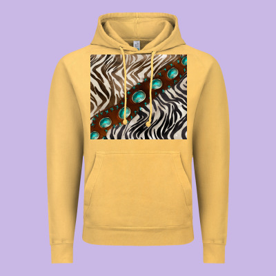 Zebra Gemstone Leather Vintage Hoodie Designed By Barkaloodesign