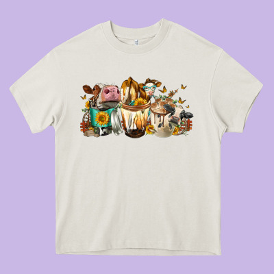 Cows And Coffee Heavy Core Tee Designed By Fadigitalartstudio