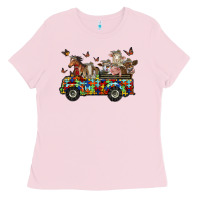 Bubblegum Pink farm animals autism Ladies Tee - RacoonDesign