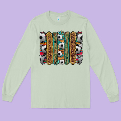 Soccer Camouflage Serape Cowhide Turquoise Leopard Glitter  Brushstrok Long Sleeve Tee Designed By Artiststas