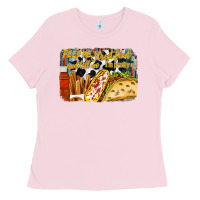 Bubblegum Pink feed me street food and tell me im pretty Ladies Tee - RacoonDesign