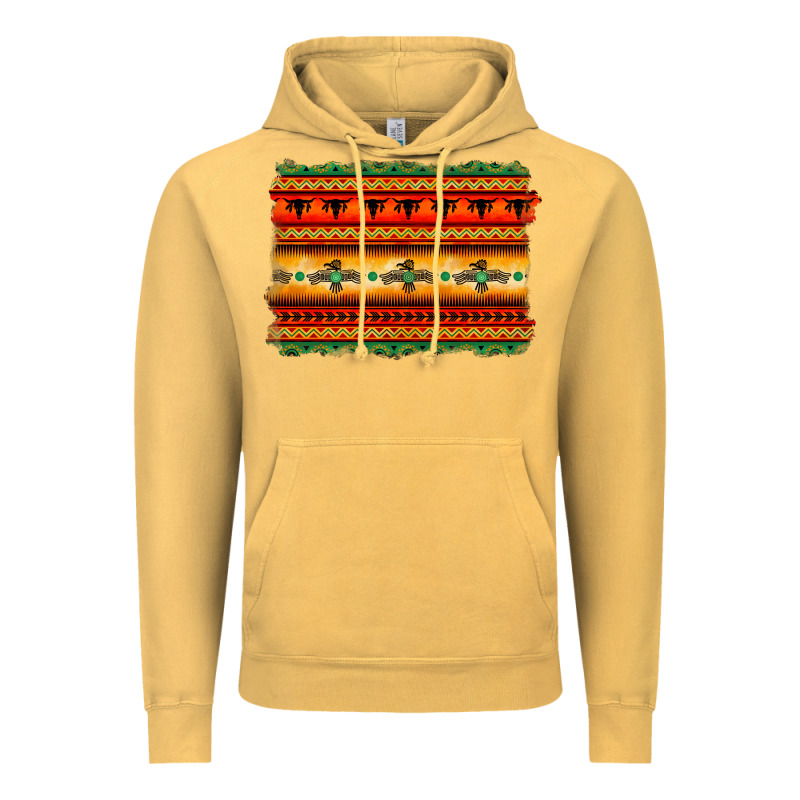 Bullskull Thunderbird Aztec Pattern Warm Colors Vintage Hoodie by BarkalooDesign | Teevron