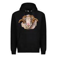 Black merino wool ram Premium Hoodie - BarkalooDesign