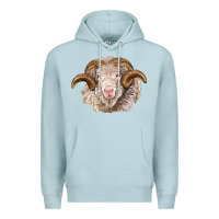 Blue Mist merino wool ram Premium Hoodie - BarkalooDesign