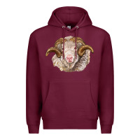 Burgundy merino wool ram Premium Hoodie - BarkalooDesign