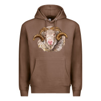 Chestnut merino wool ram Premium Hoodie - BarkalooDesign