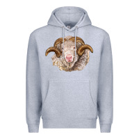 Heather Grey merino wool ram Premium Hoodie - BarkalooDesign