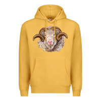 Mustard merino wool ram Premium Hoodie - BarkalooDesign