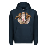 Navy merino wool ram Premium Hoodie - BarkalooDesign