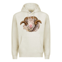 Oatmeal Heather merino wool ram Premium Hoodie - BarkalooDesign