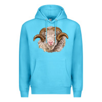 Ocean Blue merino wool ram Premium Hoodie - BarkalooDesign