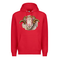 Red merino wool ram Premium Hoodie - BarkalooDesign