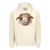 Sandshell merino wool ram Premium Hoodie - BarkalooDesign