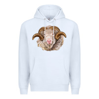 White merino wool ram Premium Hoodie - BarkalooDesign