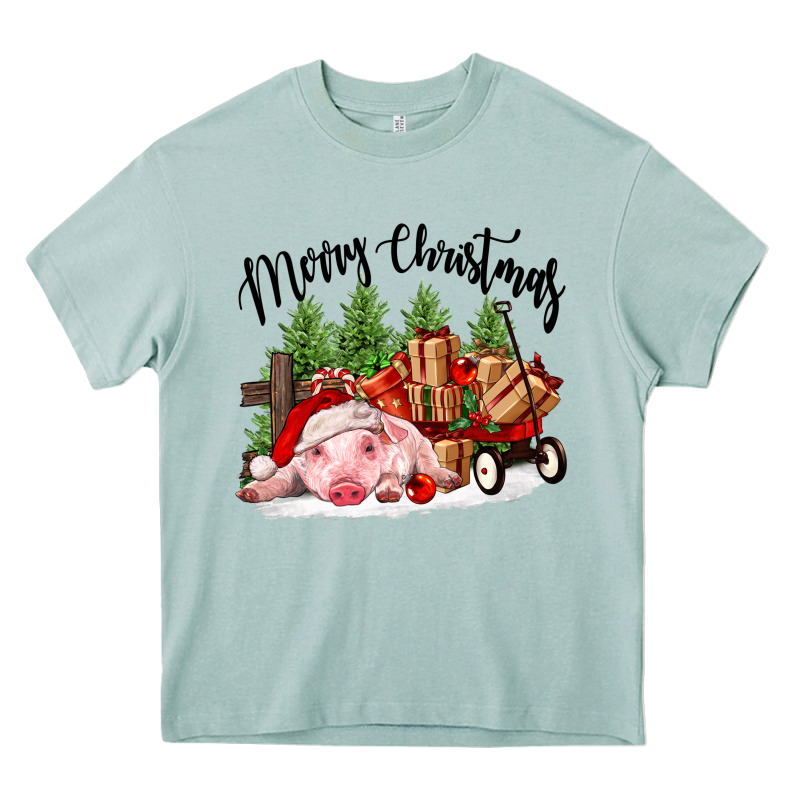 Merry Christmas Pig Heavy Core Tee by FaDigitalArtStudio | Teevron