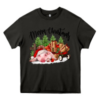 Asphalt merry christmas pig Heavy Core Tee - FaDigitalArtStudio