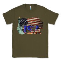 Army Green usa  statue of liberty Classic Tee - BarkalooDesign