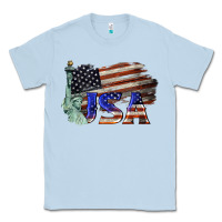 Dusty Blue usa  statue of liberty Classic Tee - BarkalooDesign