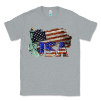 Heather Grey usa  statue of liberty Classic Tee - BarkalooDesign