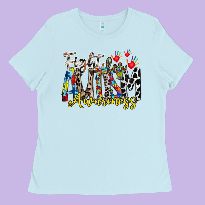 Fight For Autism Awareness Ladies Tee Designed By Racoondesign
