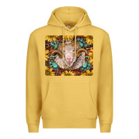 Antique Gold merino ram with sunflowers and gemstone mousepad Premium Hoodie - BarkalooDesign