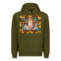 Merino Ram With Sunflowers And Gemstone Mousepad Premium Hoodie | Teevron