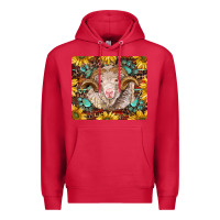 Cardinal merino ram with sunflowers and gemstone mousepad Premium Hoodie - BarkalooDesign
