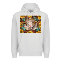 Dove Grey merino ram with sunflowers and gemstone mousepad Premium Hoodie - BarkalooDesign