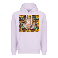 Lilac merino ram with sunflowers and gemstone mousepad Premium Hoodie - BarkalooDesign