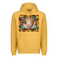 Mustard merino ram with sunflowers and gemstone mousepad Premium Hoodie - BarkalooDesign