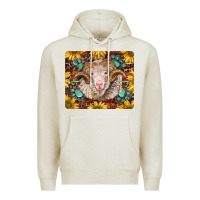 Oatmeal Heather merino ram with sunflowers and gemstone mousepad Premium Hoodie - BarkalooDesign