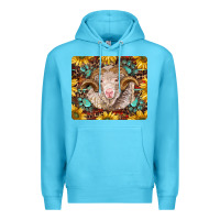 Ocean Blue merino ram with sunflowers and gemstone mousepad Premium Hoodie - BarkalooDesign