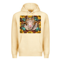 Pina Colada merino ram with sunflowers and gemstone mousepad Premium Hoodie - BarkalooDesign